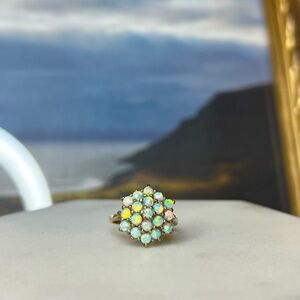 Elegant Gold and Opal Cluster Ring